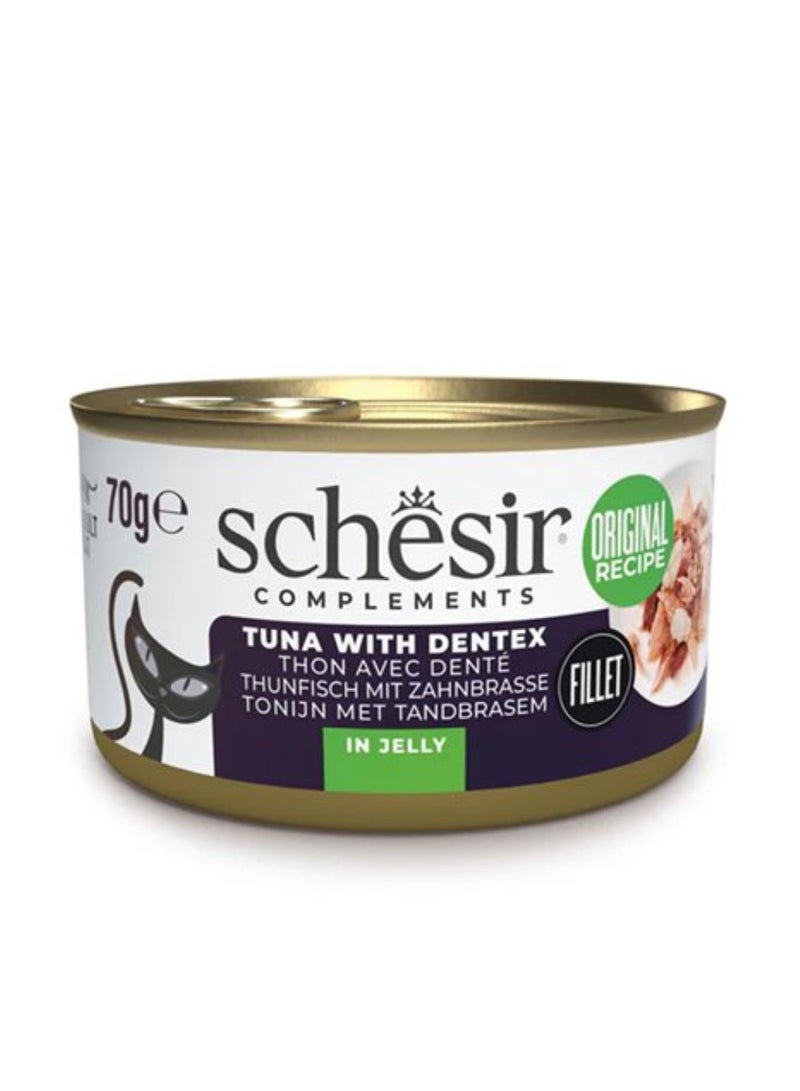 Schesir Complements Cat Wet Food in Jelly – Tuna with Dentex, 70g Can - Image 1